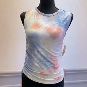 FOREVER ROSE tie-dye ruched tank top, Sz small NWT (1043)